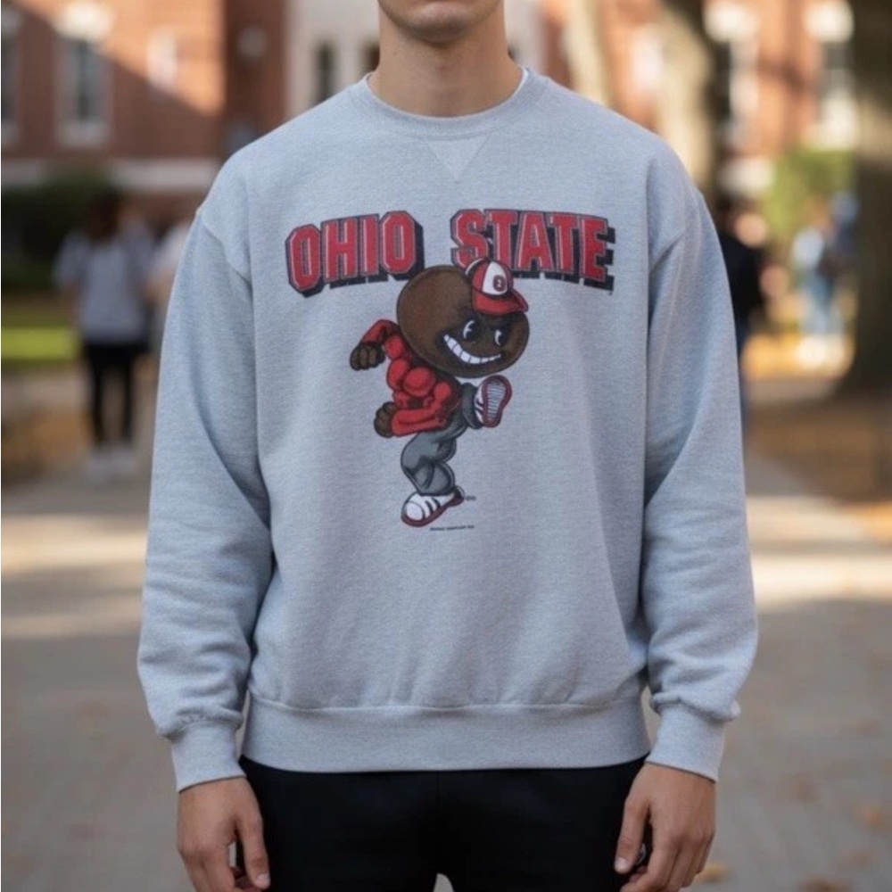 VTG 90’s Ohio State Buckeyes Gray XL Sweatshirt Midwest Embroidery Boxy Cut